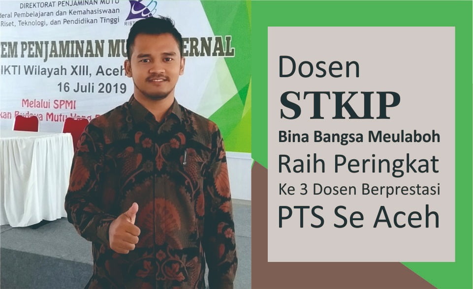 Dosen STKIP Bina Bangsa Meulaboh Raih Peringkat Ke 3 Dosen Berprestasi PTS Se Aceh